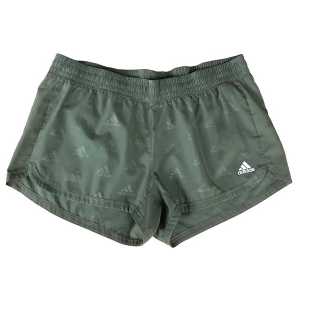 Adidas Womens Aeroready Green Allover Logo Athletic Shorts Size L